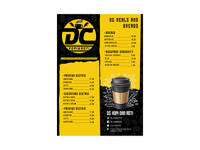 Design Daftar Menu DC Kopi & Roti branding brochure brocuredesign design