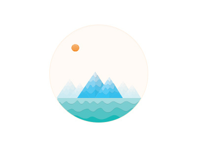 Ocean View circle icon illustration illustrator mountain nature ocean sun travel vector water