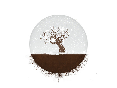 Solitude and the arrival of winter. circle earth icon illustration nature root snow snowflakes travel tree vector winter