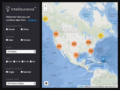 Intellisurance Dashboard analytics app dashboard graph map stats ui ux visualization web