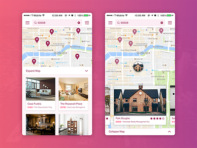 Neighborhood Informant - Search Results app application grid ios location map mobile rental screen search ui ux