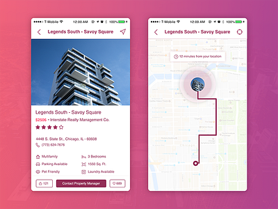 Neighborhood Informant - Apartment Screen application ios location map mobile navigation rental route screen search ui ux