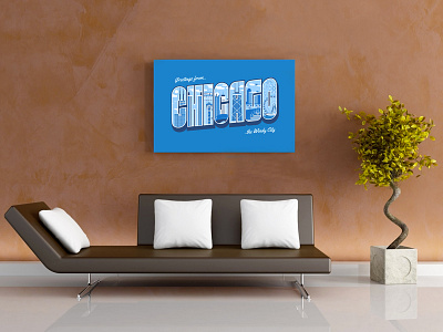Greetings from Chicago architecture buildings chicago frame furniture illustration interior type typography windy city