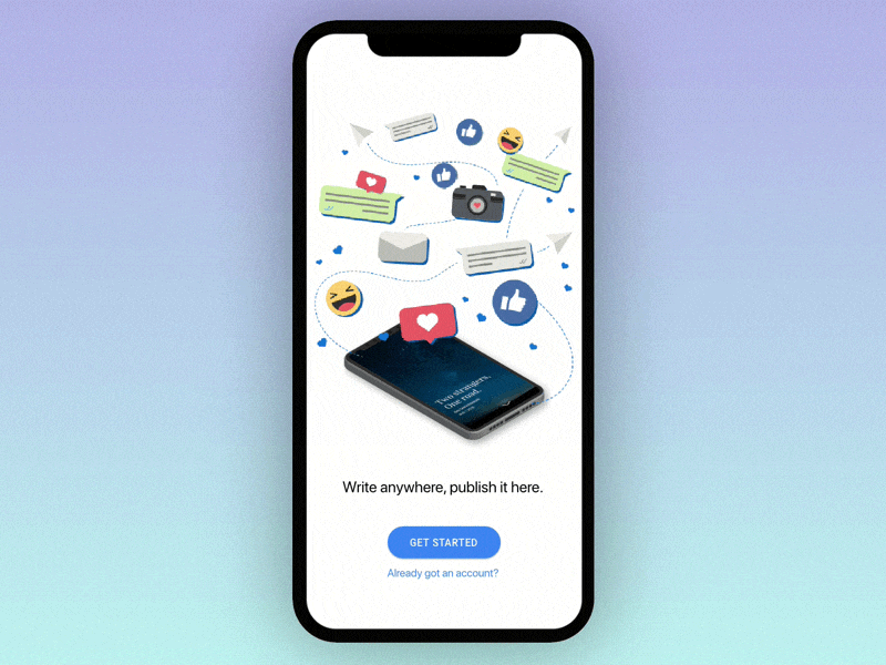 Blog App Signup android animation app blog gif interaction ios iphone iphone x micro interaction onboarding sign up