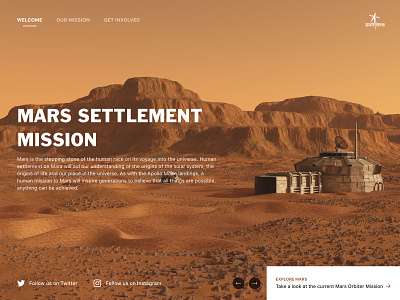 Mars Settlement Mission - Landing Page branding design home homepage illustration landing landing page landing page ui typography ui web app web design