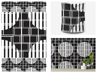 Noir et Blanc Sephart square abstract pattern art black design fabric fashion pattern pattern design trend wallpaper white