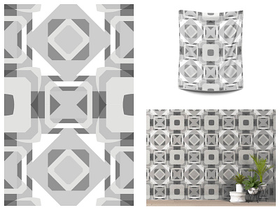 Symetrical square griss edition art ceramic tiles design fabric fashion illustration interior pattern pattern design wallpaper