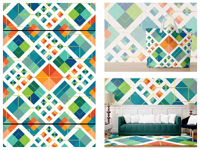 Seamless color square based pattern