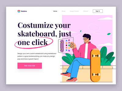 Costumize Skateboard Landing page