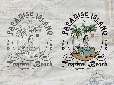 Paradise Island artwork badge branding design graphic design illustration logo vintagedesign