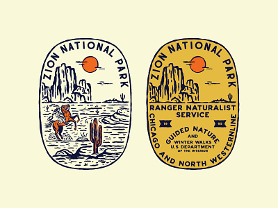 Zion Natioanal Park artwork badge coboy desert design illustration logo vintagedesign zion