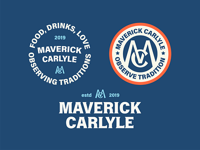 Maverick Carlyle Logo Elements badge logo branding design colors identity design logo monogram typogaphy