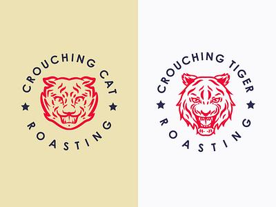 Hidden Dragon company badge design branding design cat coffee can coffee design coffee packaging coffee roasting company color logo logo design package design packaging stars tiger tiger illustration typography