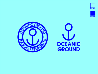 Oceanic ground branding anchor badge design badge logo blue branding and identity branding design caffe food lineart logo logo design logotype ocean pictogram pictogram logo restaurant sea sea food