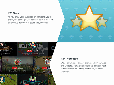 Kamcord Partner Program landing page monetization ui virtual goods web