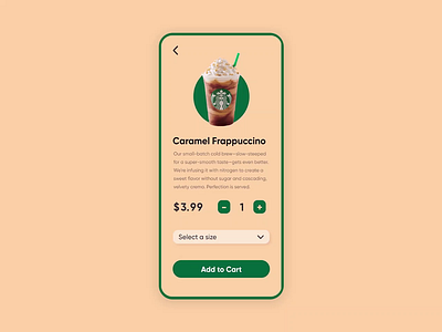 Starbucks Add to Cart Micro Interaction 2d adobexd animated animation app branding design icon illustration light theme logo microinteraction mobile mobile app smooth starbucks