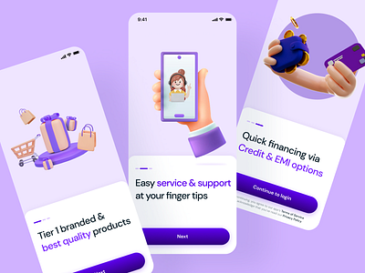 Onboarding screens with 3D Illustration - Walkthrough