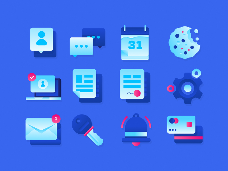 DELADI Icons blue calendar document gradient icon icon pack icon set vector