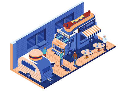 Street Food Truck WIP food illustration illustrator isometric street vector