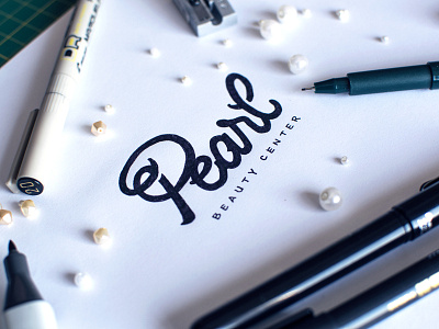 Pearl - Beauty Center beauty brand branding center custom hand lettering logo pearl sketch type