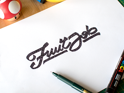 The Fruit Job Logo - V2 brand branding calligraphy fruit identity lettering logo logotype organic sketch type