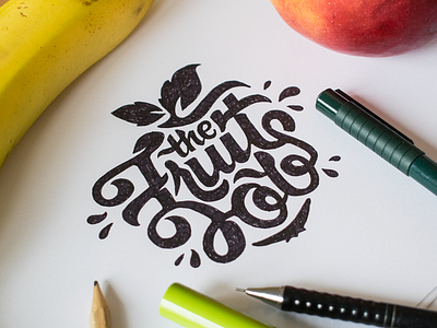 The Fruit Job Logo - V3 brand branding calligraphy fruit identity lettering logo logotype organic sketch type