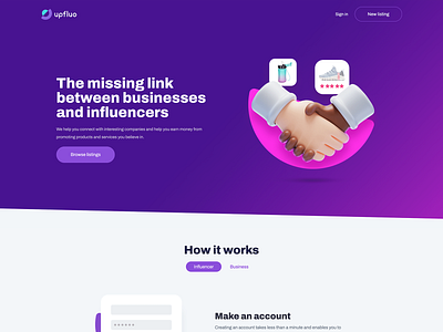 Upfluo landing page