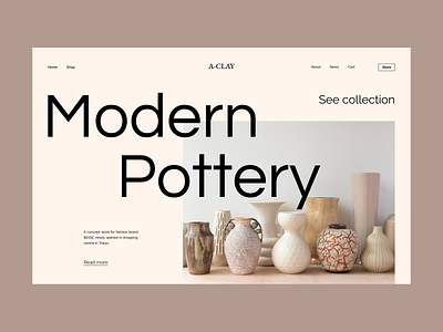 Pottery Shop. Main page clean light minimalistic pottery