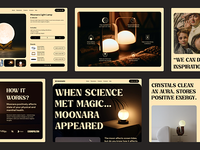 MOONARA E-commerce benefits branding ecommerce interior lamp landing light magic moon product card single page web
