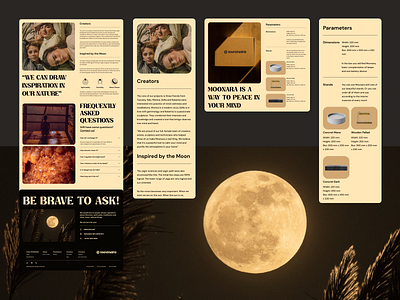 MOONARA Website Design. Desktop and Mobile illustration lamp minimalistic moon product shop