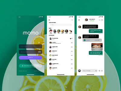 "momo" chat app Designe app design logo ui ui design ux ux design