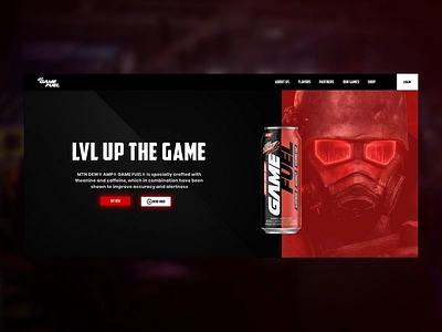 Gamefuel website redesigning energydrink esport gaming mountaindew redesign ui ux webdesign website