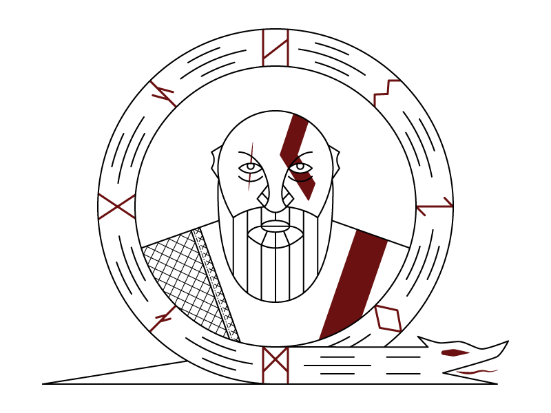 God of War god warrior graphic design design art line art illustration kratos god of war
