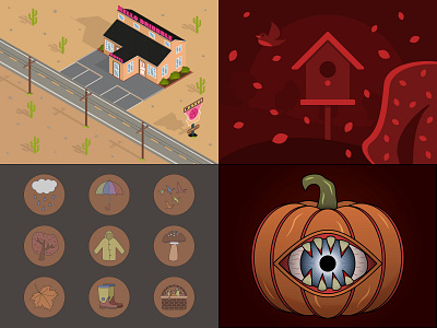 2018 art autumn bird birdhouse color design dribbble eye flat game house icon illustration leaf nature pumpkin road season tree vector