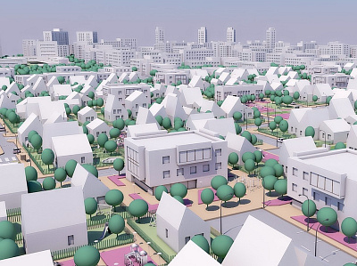 3d city 3d 3d city 3d model 3d modeling architect building cinema4d illustraion model render street town urban