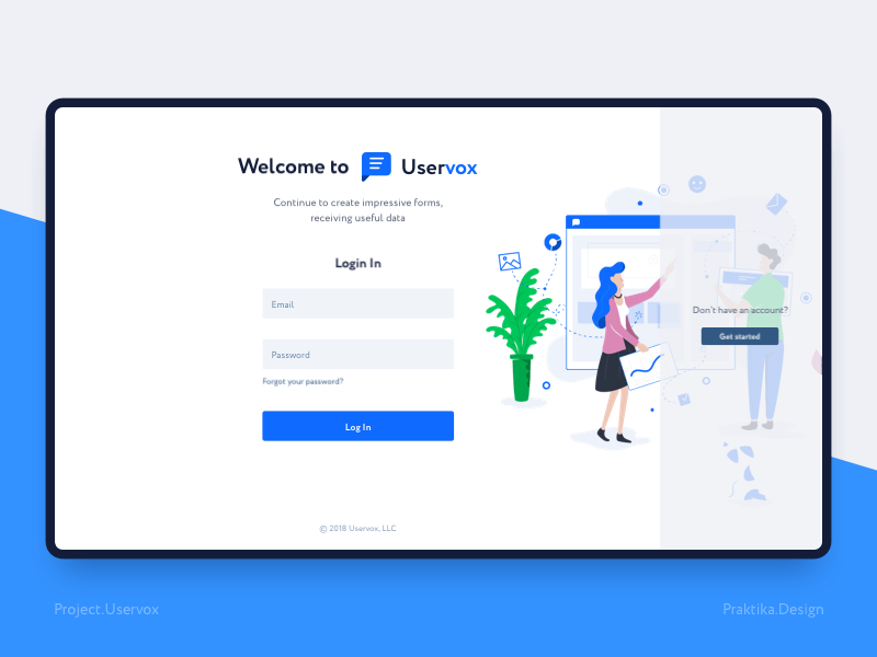 Uservox - Sign In animation authorization create account design gif illustration interaction animation interaction design login form online app registration sign in sign up survey app ui ux