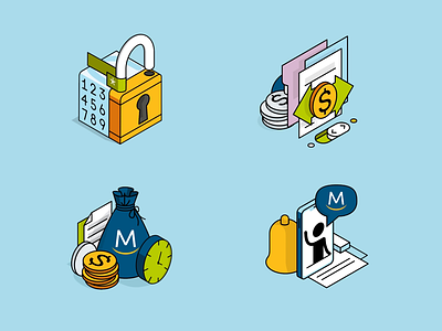 Animated Illustrations for Meridian's Mobile Banking App 🏦 account app app icon bank branding clean clock finance icon icon pack icondesign illustration lock locked money number password security ui ux