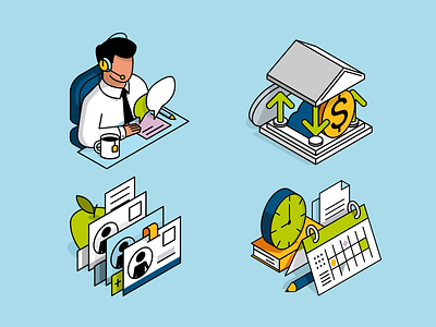 Animated Illustrations for Meridian's Mobile Banking App 🏦 animation app app icon bank branding call centre clean finance icon icon pack illustration membership schedule ui ux vector