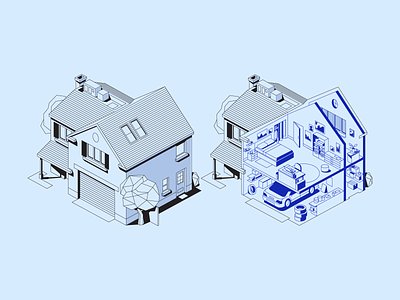 Recovco blue brand mark buyer credit finance home house illustration landscape loans money mortgage realestate seller value