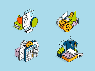 Animated Illustrations for Meridian's Mobile Banking App 🏦 animation app banking app calculator card coin dollar finance finance app fintech icon icons mobile app money paper transactions ui ux web