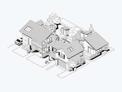 Illustrations for Recovco Mortgage Management 3d 3dillustration clean company home house icon iconography illustration isometric plants real estate tree window