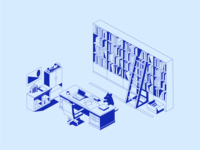 Illustrations for Recovco Mortgage Management 3d animal desk home illustration isometric isometric illustration office office space pc pet workplace