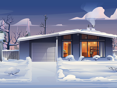 Winter Neighborhood Motion Graphic 2d art cartoon clean digital art digitalpainting flat illustration landscape motion graphic simple snow vector winter