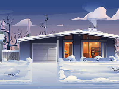 Winter Neighborhood Motion Graphic 2d art cartoon clean digital art digitalpainting flat illustration landscape motion graphic simple snow vector winter