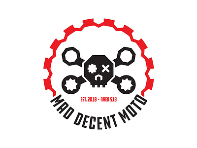 Mad Decent Moto Logo chains crew crossbones decals engines gears logo logomark moto motors skull tools