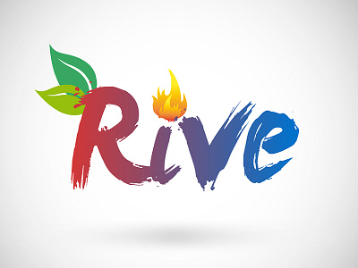 Rive Logo Design design flames logo logo design trees typography vector