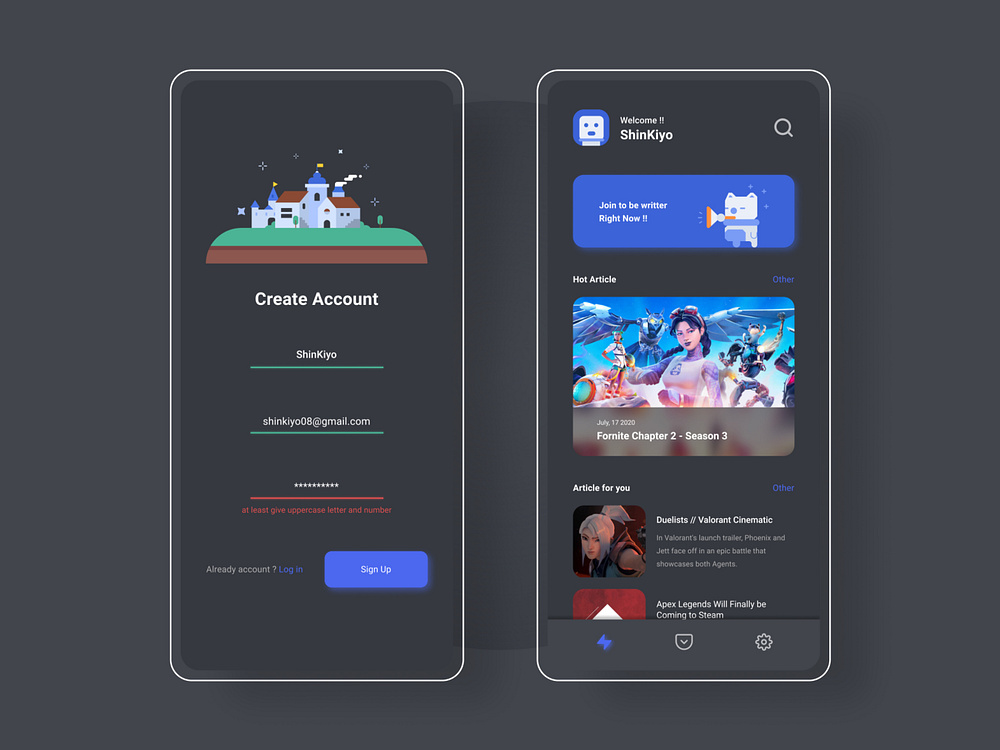 Article Game Sign Up Createwithadobexd By Ifan Tegar On Dribbble 6969