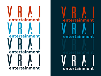 VRAI entertainment branding logo typographic
