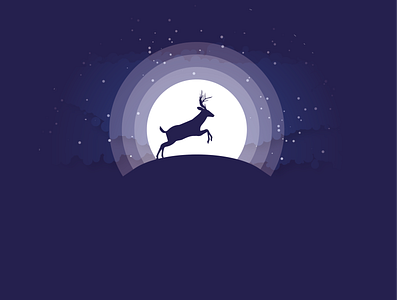 Deer in the night cerf conception deer illustration landscape night shadow shadowing