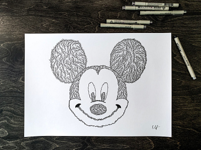 Mickey Mouse black and white character drawing pen pen and ink